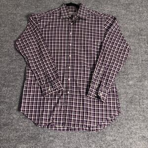Etro Milano Men’s Shirt 42 L Purple Plaid Italy Long Sleeve Button Up Cotton